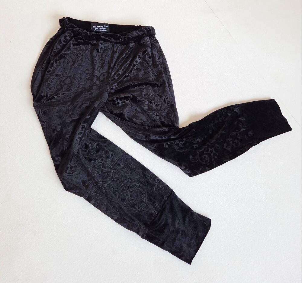 Killstar Black Velvet Baphomet Pentagram Jogger Pants Goth Witchcore XS